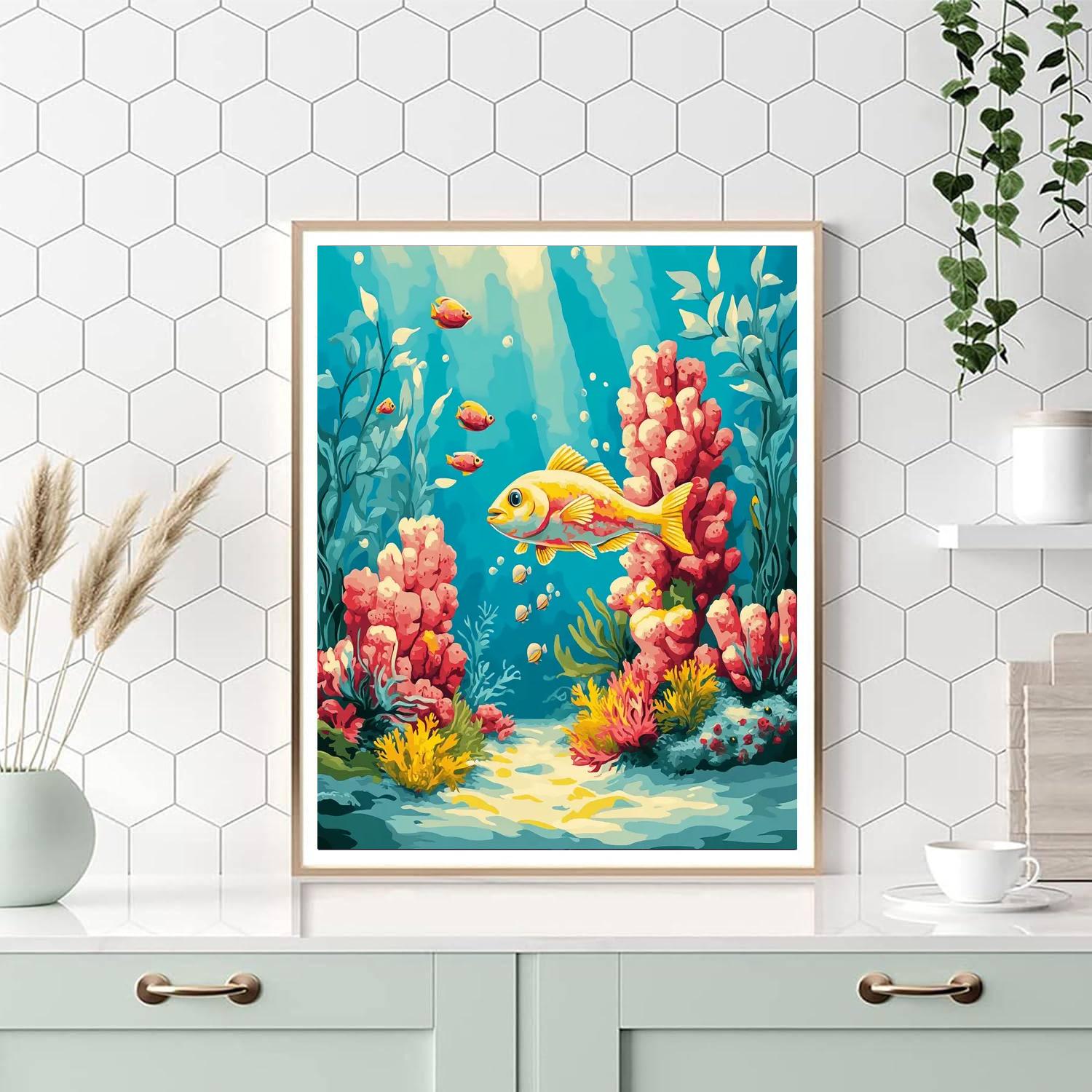 Flounder Coral Chase painting number kit
