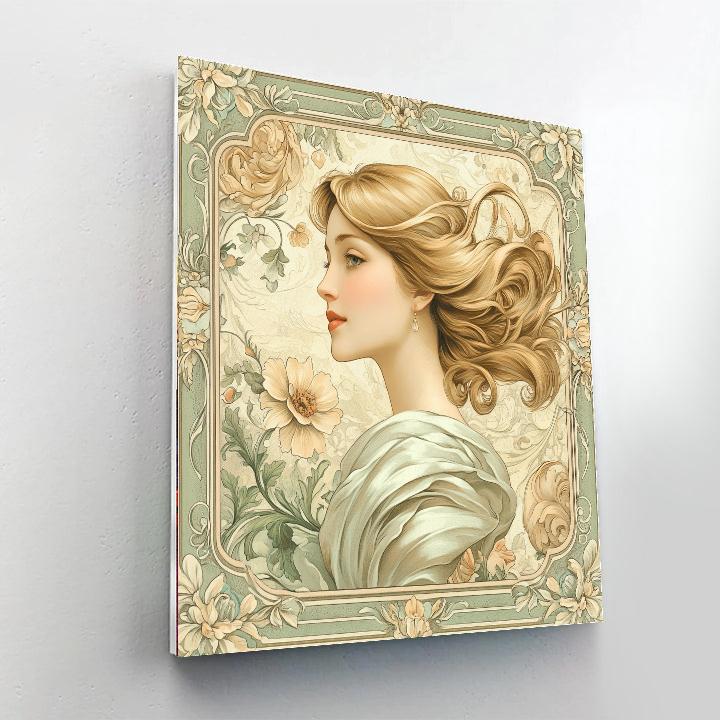 Alphonse Mucha Inspired Floral Poster paint by numbers