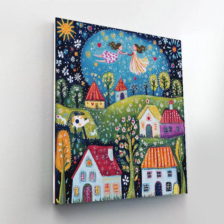 Marc Chagall Inspired Lovers Over Village Paint by numbers art