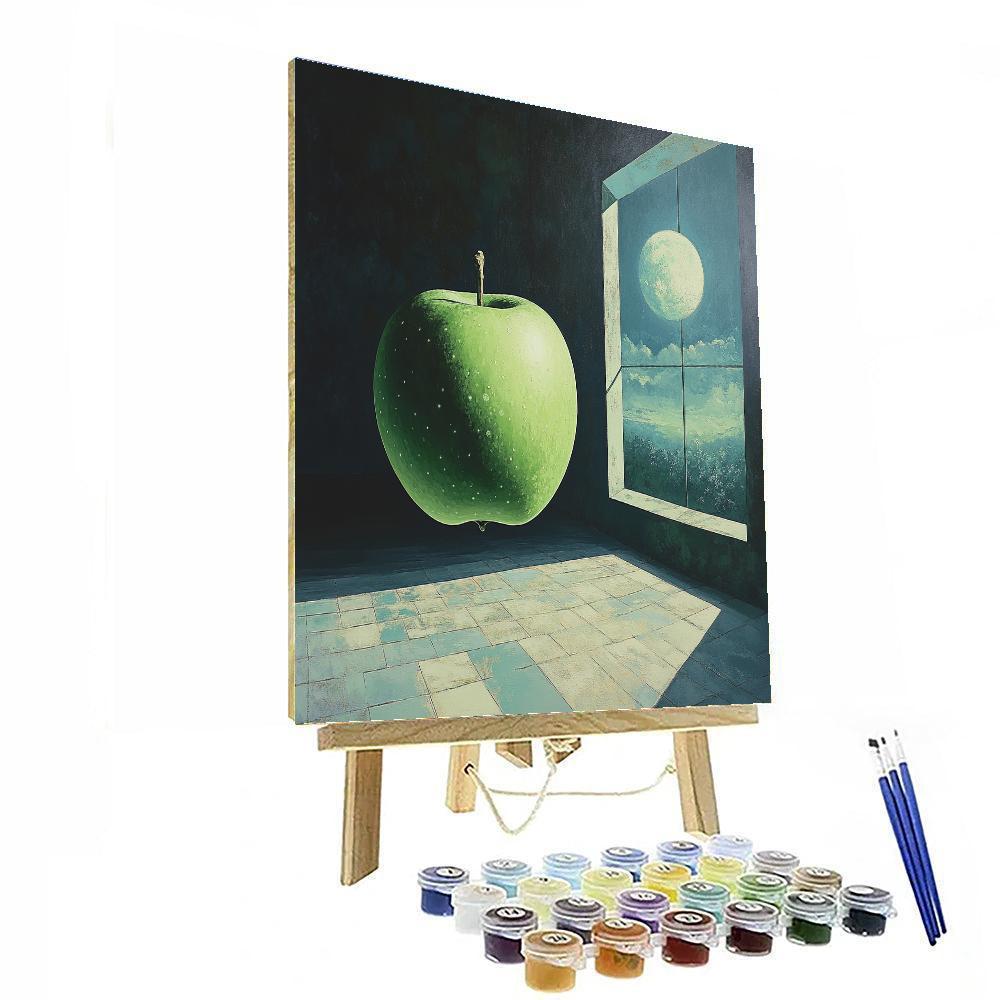 Rene Magritte Inspired Moonlit Apple paint by color