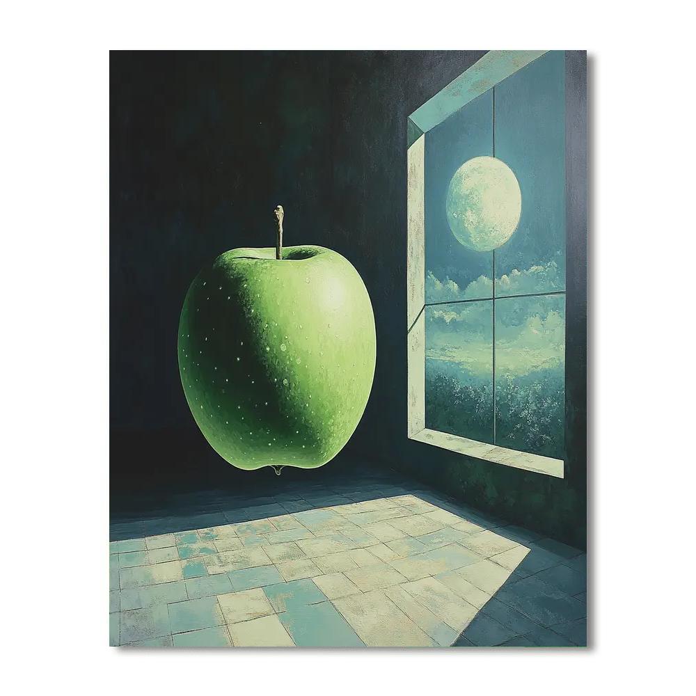 Rene Magritte Inspired Moonlit Apple paint by color