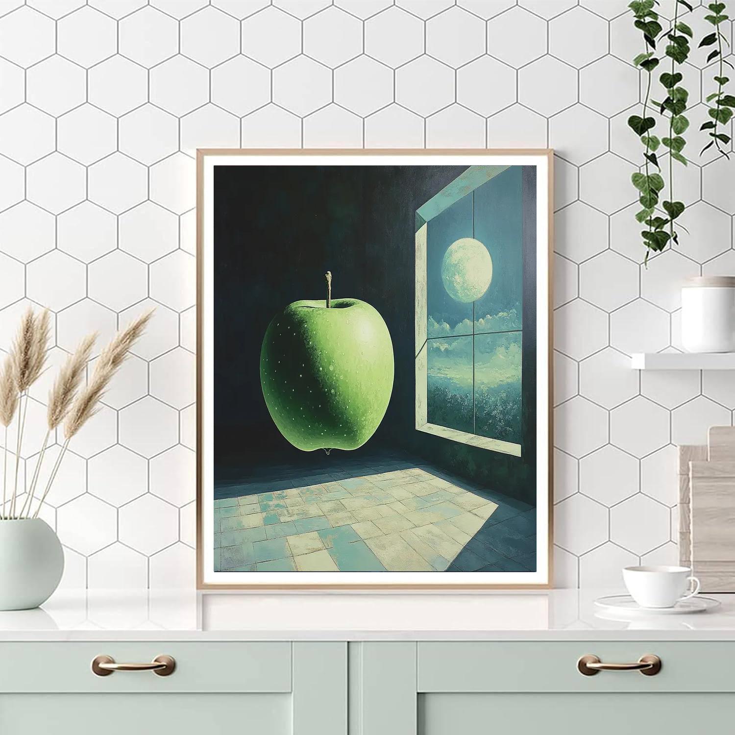 Rene Magritte Inspired Moonlit Apple paint by color