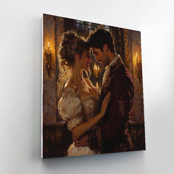 Francesco Hayez Inspired Romantic Embrace paint by color
