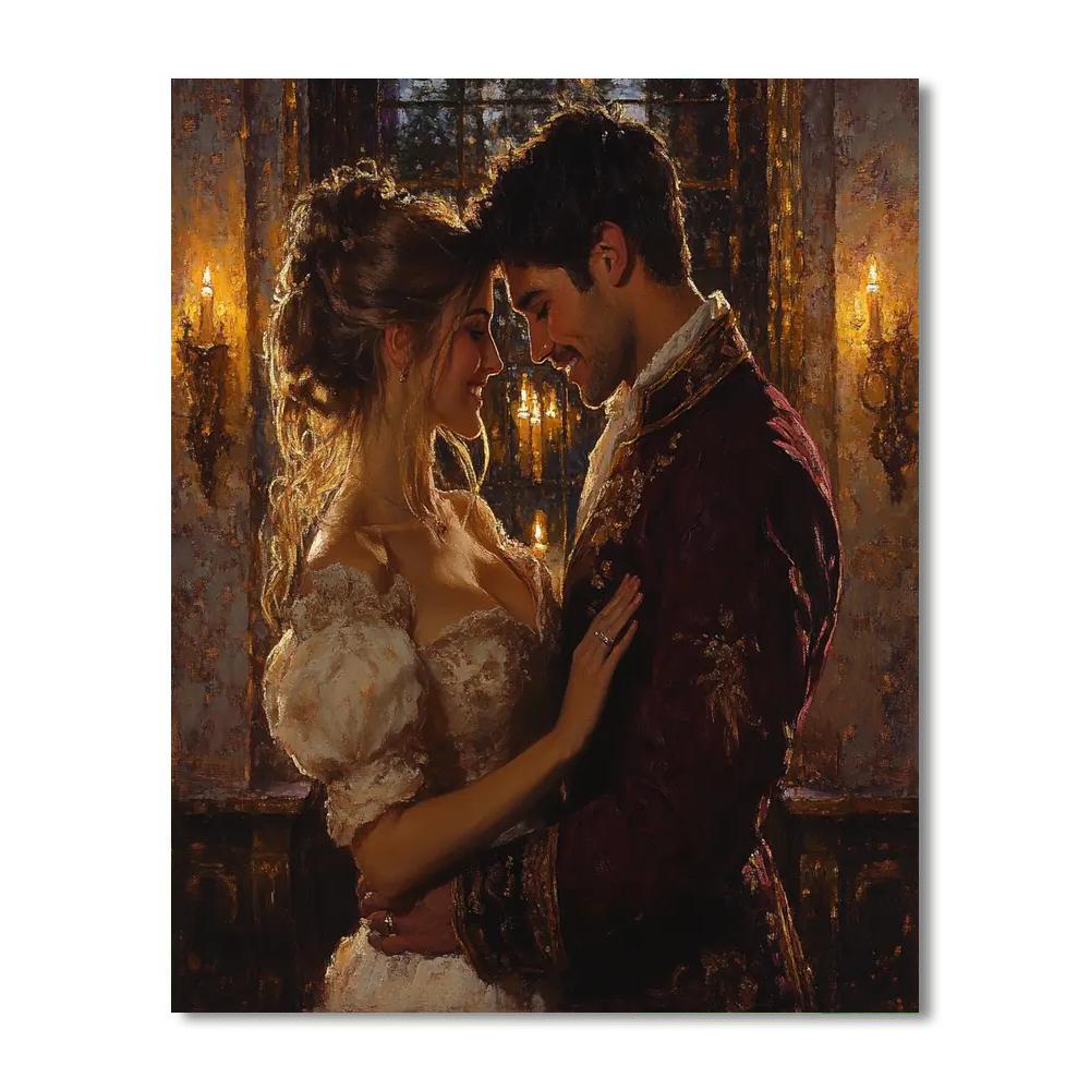 Francesco Hayez Inspired Romantic Embrace paint by color