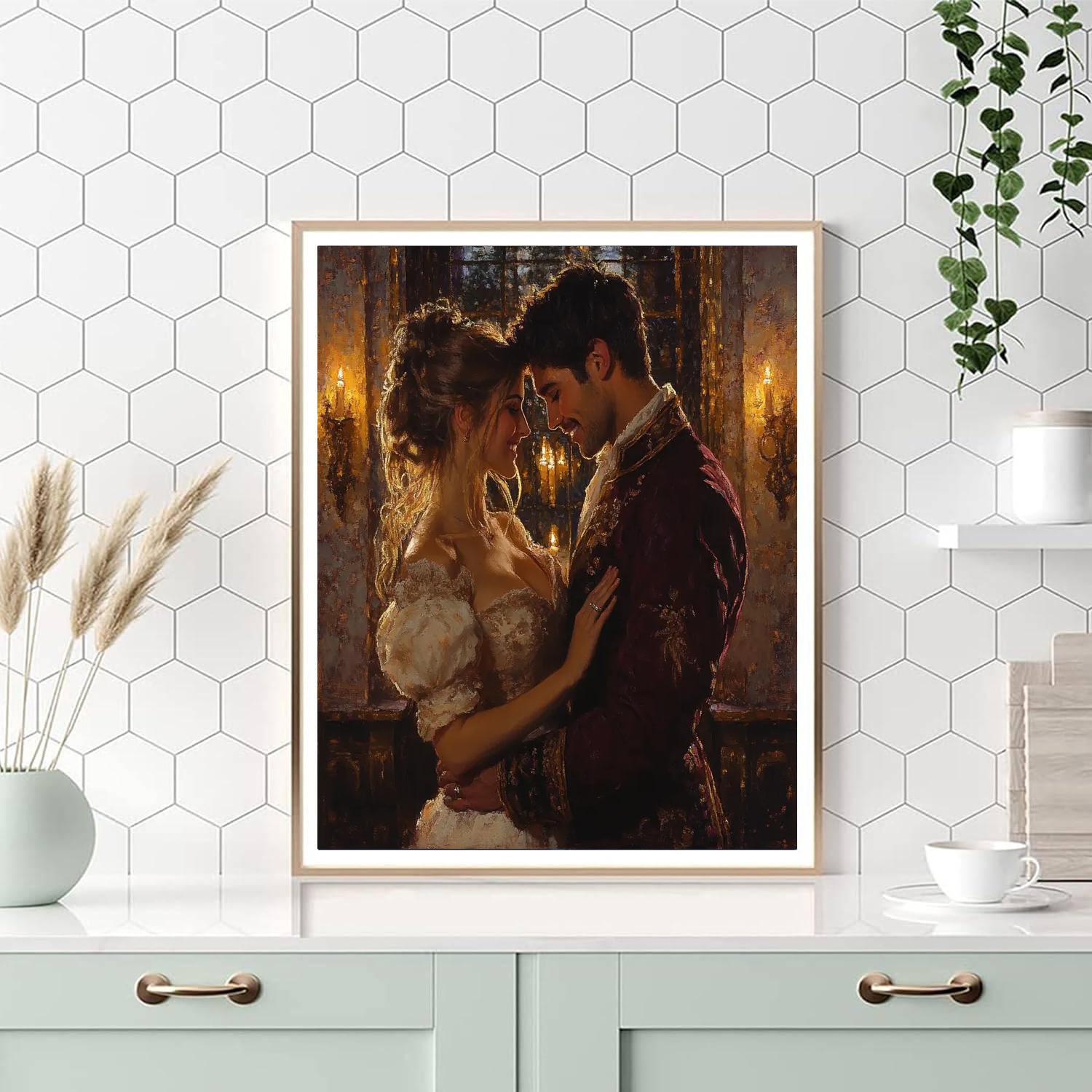 Francesco Hayez Inspired Romantic Embrace paint by color