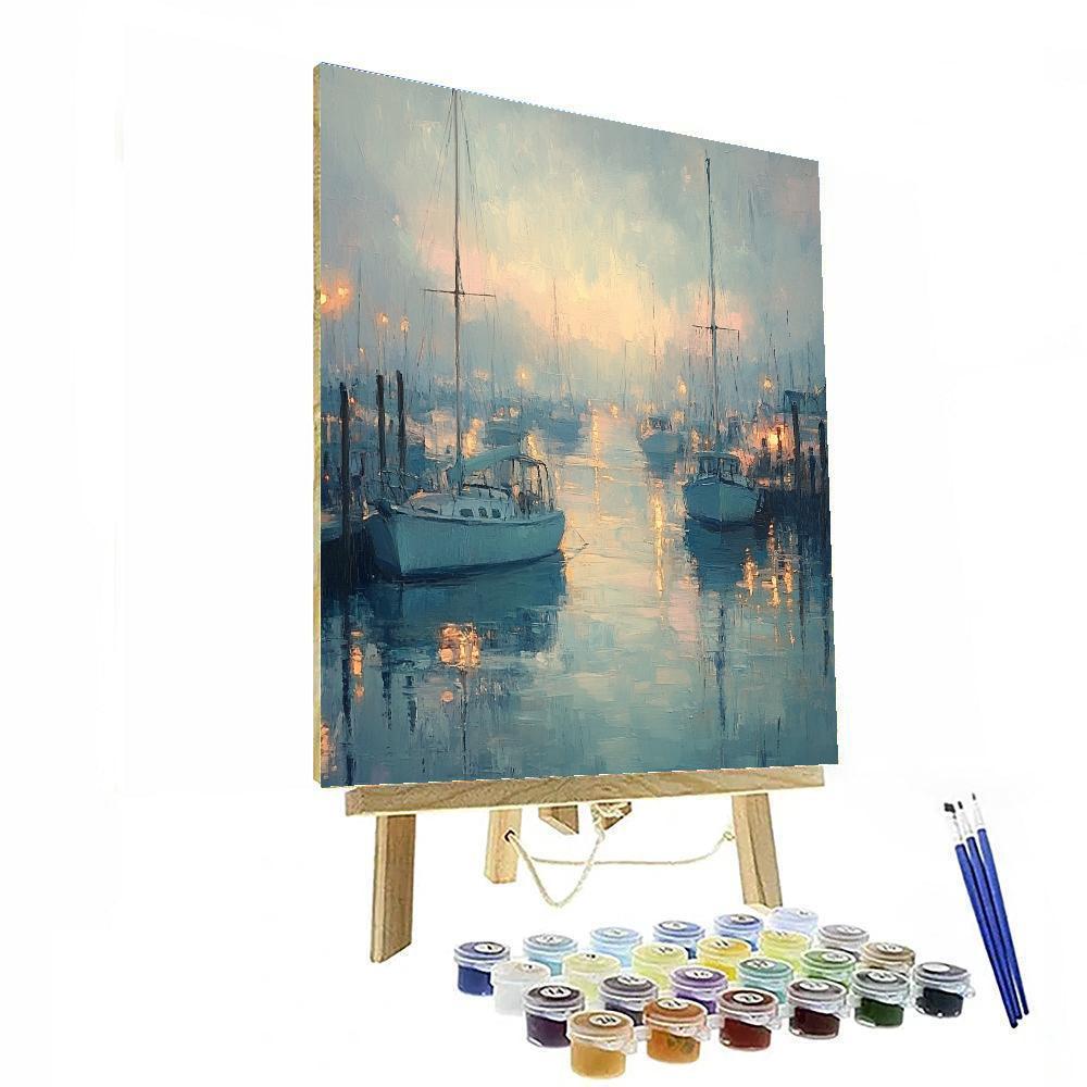 Monet Inspired Foggy Harbor Morning paint by color