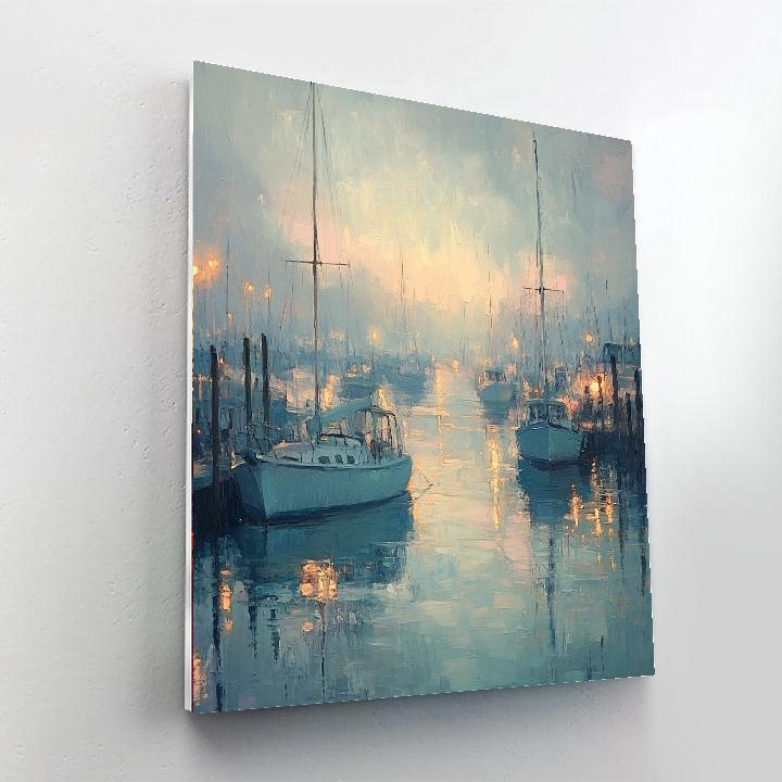 Monet Inspired Foggy Harbor Morning paint by color