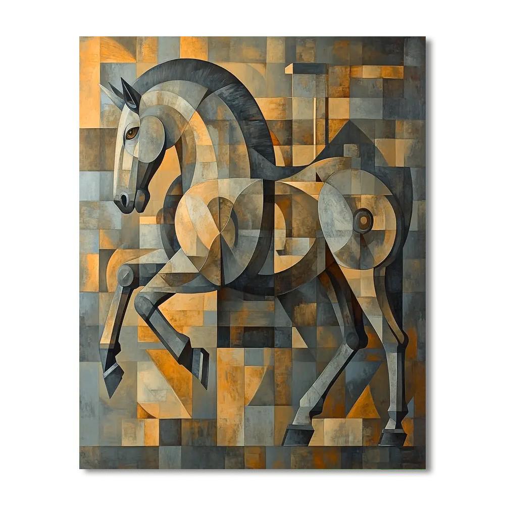 Picasso Inspired Mechanical Horse paint by number