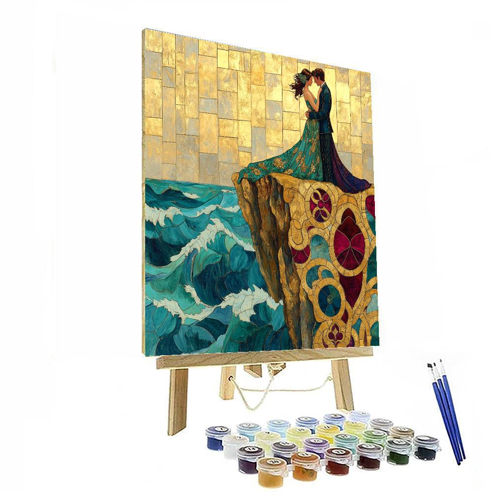 Klimt Inspired Seaside Embrace paint by color