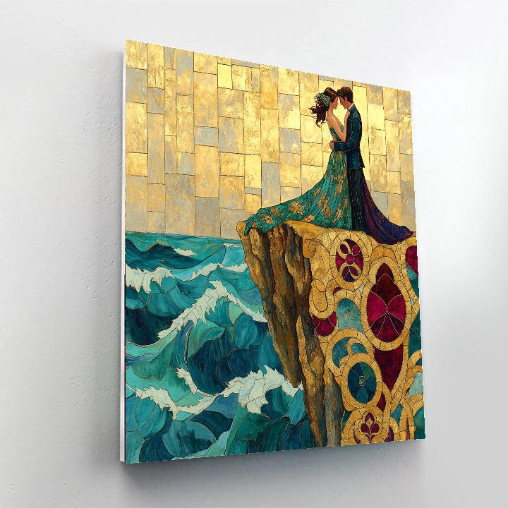 Klimt Inspired Seaside Embrace paint by color