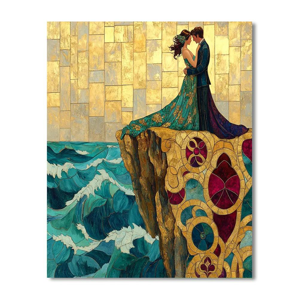 Klimt Inspired Seaside Embrace paint by color