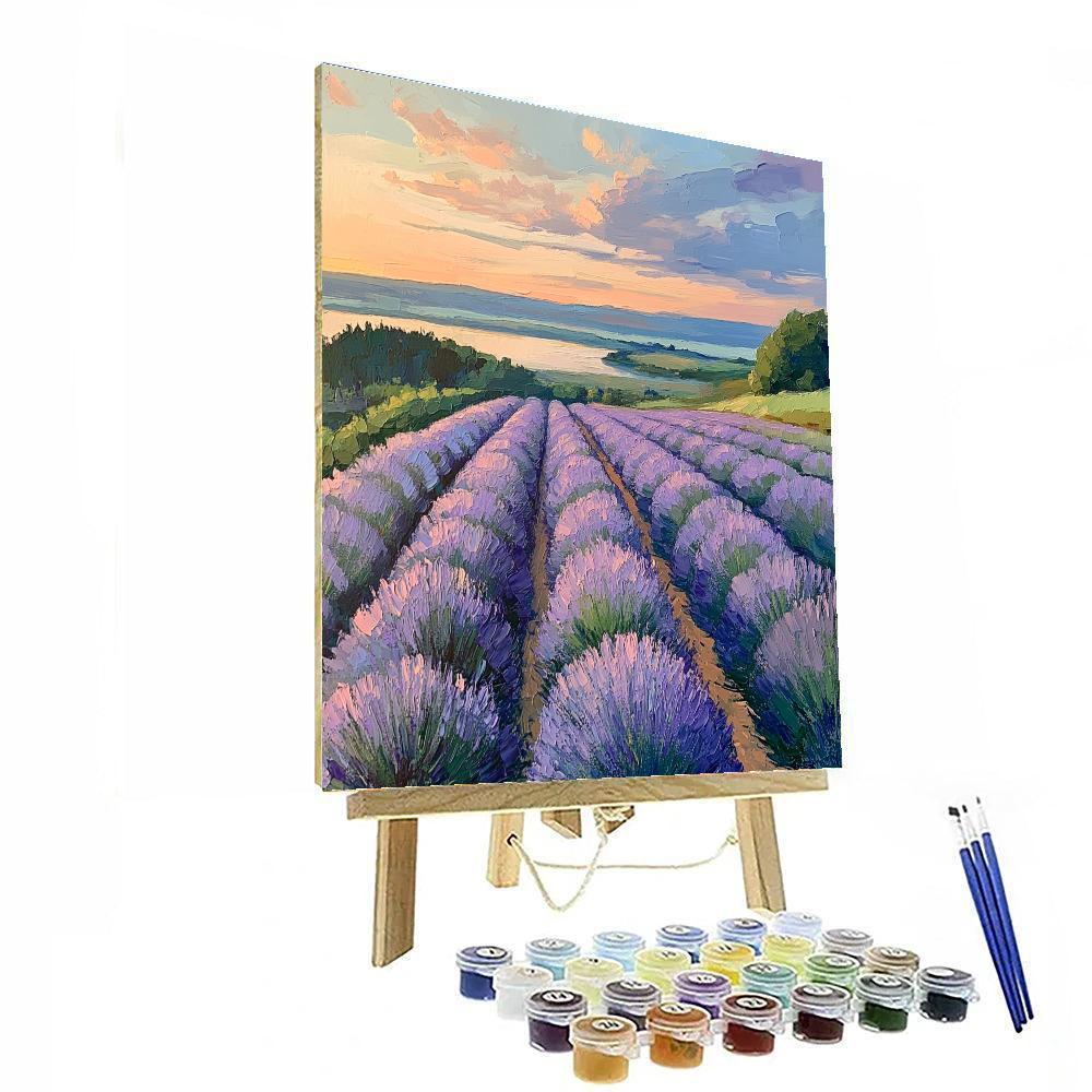 Claude Monet Inspired Lavender Fields At Dusk paint by number