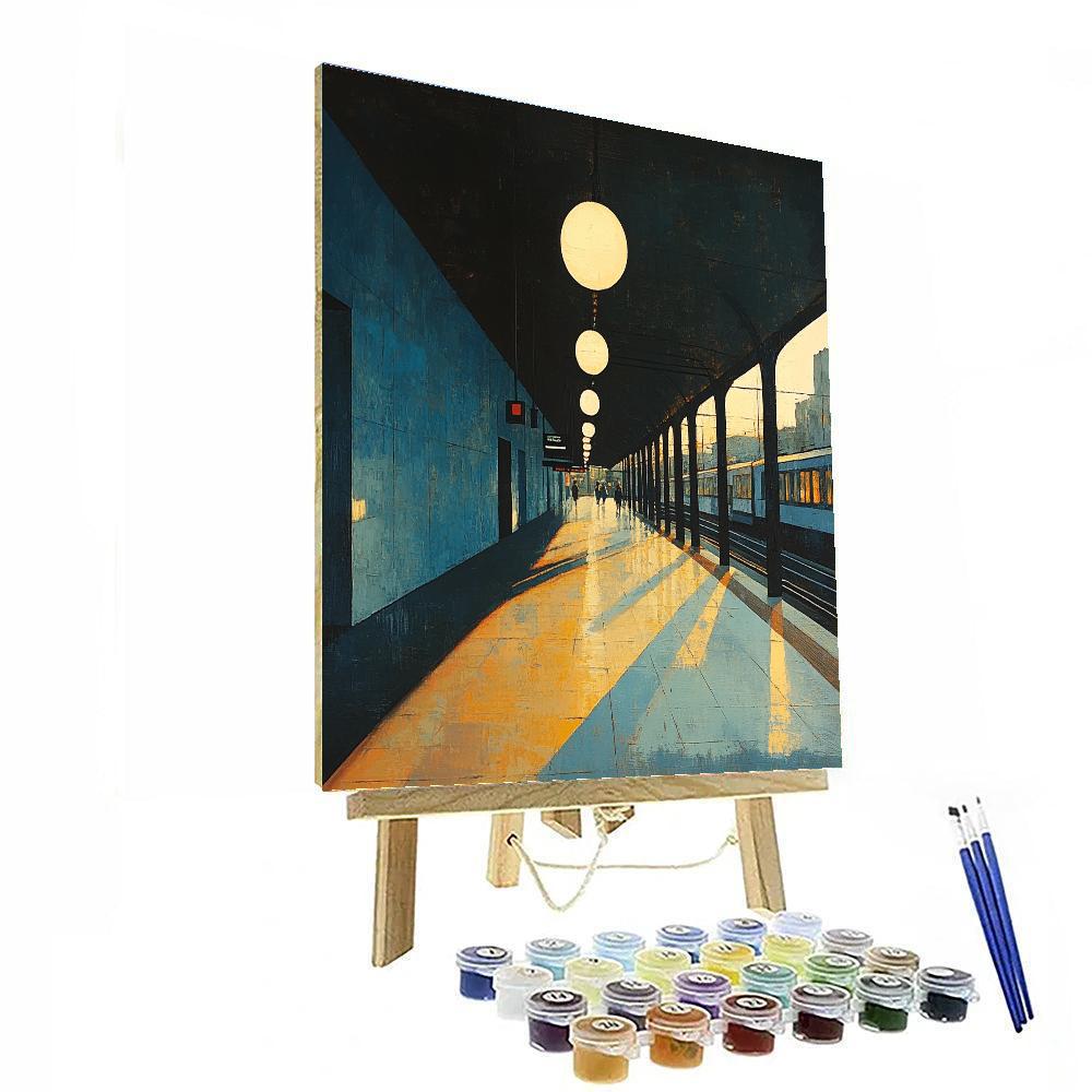 Edward Hopper Inspired Empty Train Station Paint by numbers kits