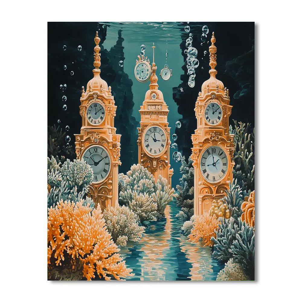 Salvador Dali Inspired Coral Clock Reef painting number kit