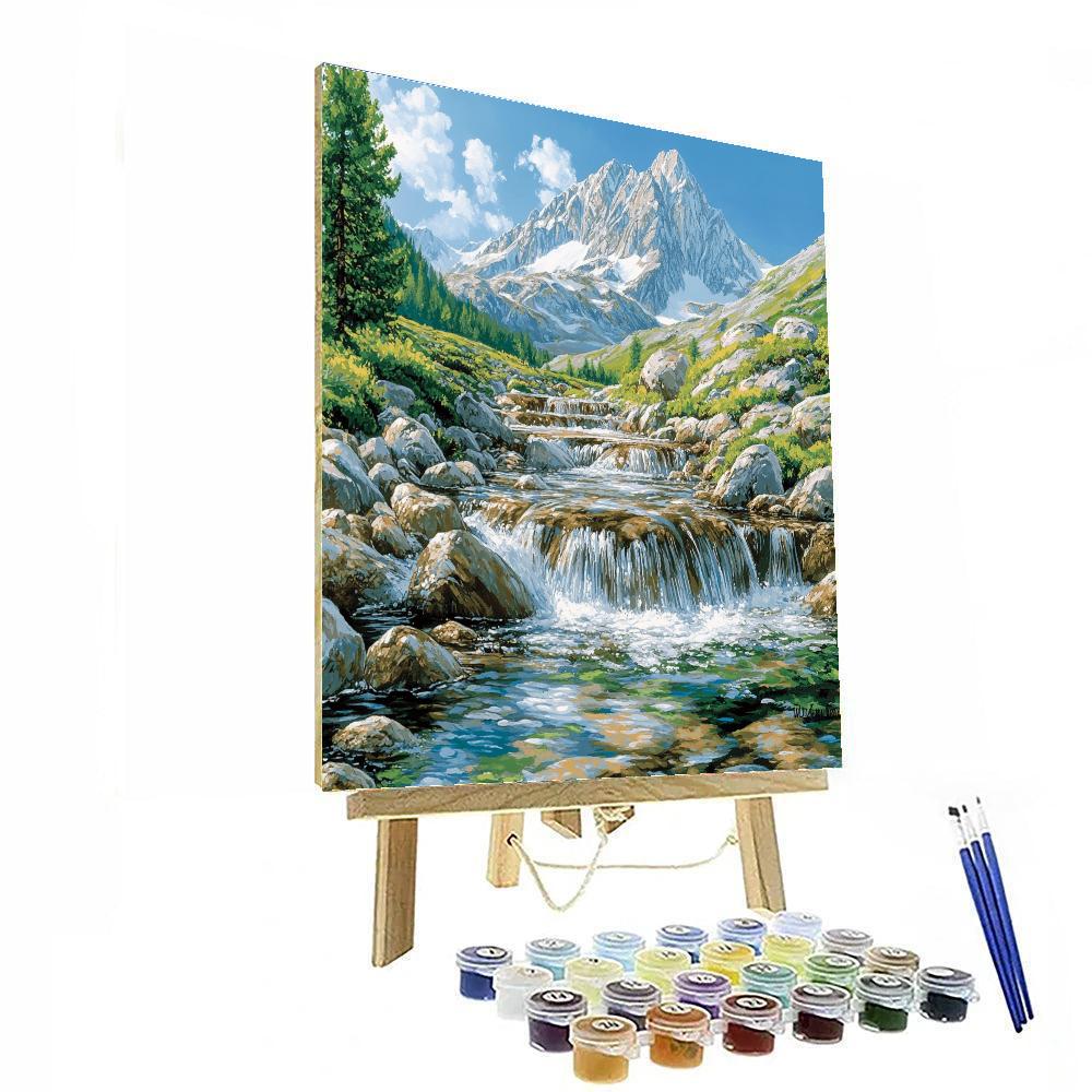 Gustave Courbet Inspired Mountain Brook Paint by numbers art