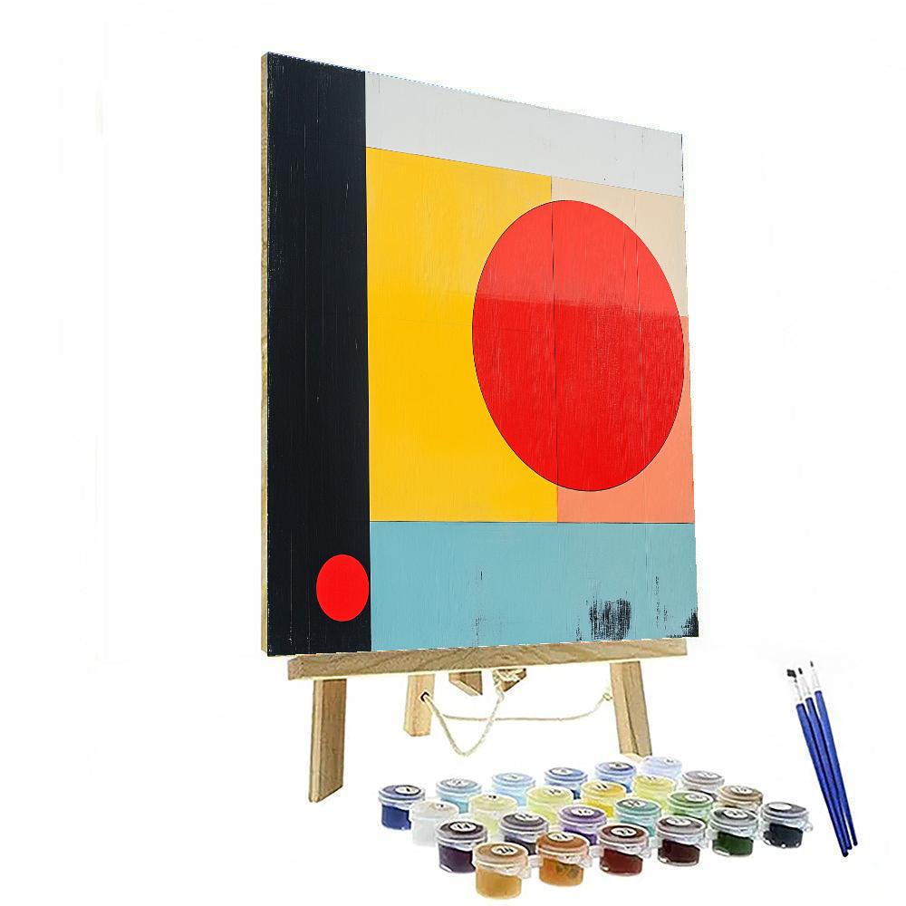 Piet Mondrian Inspired Sunrise Over Grid painting number kit