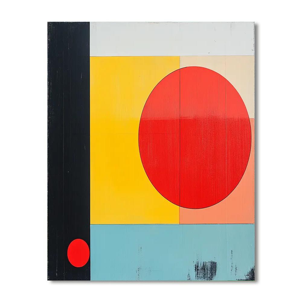 Piet Mondrian Inspired Sunrise Over Grid painting number kit