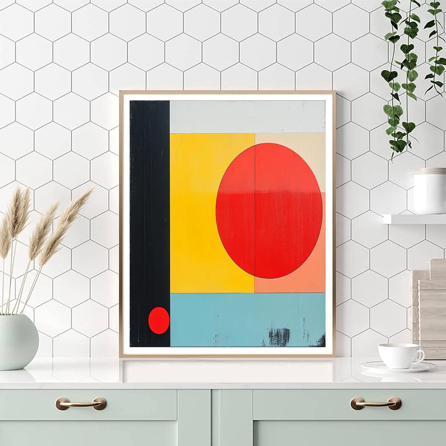 Piet Mondrian Inspired Sunrise Over Grid painting number kit