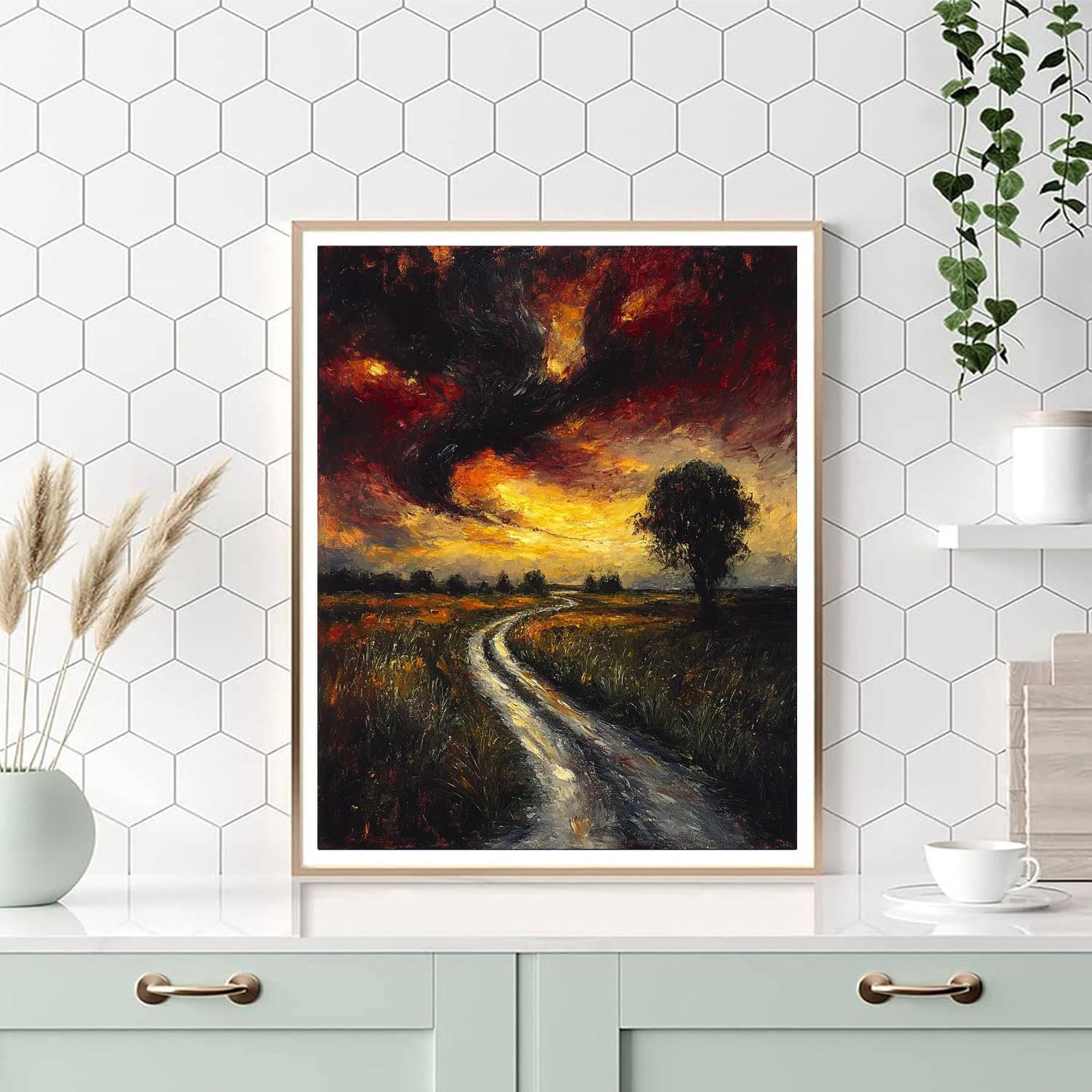 Edvard Munch Inspired Windy Lane painting number kit