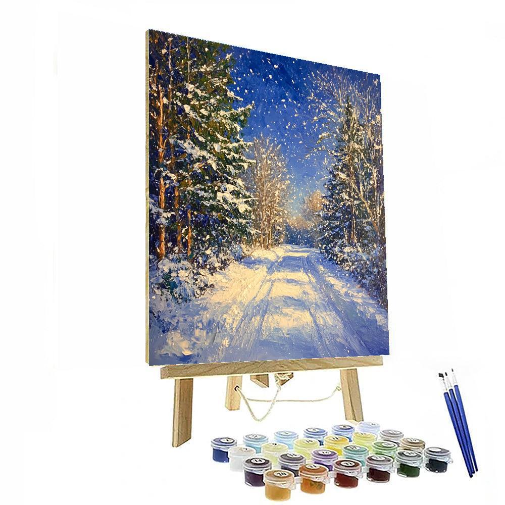 Van Gogh Inspired Snowy Lane paint by numbers