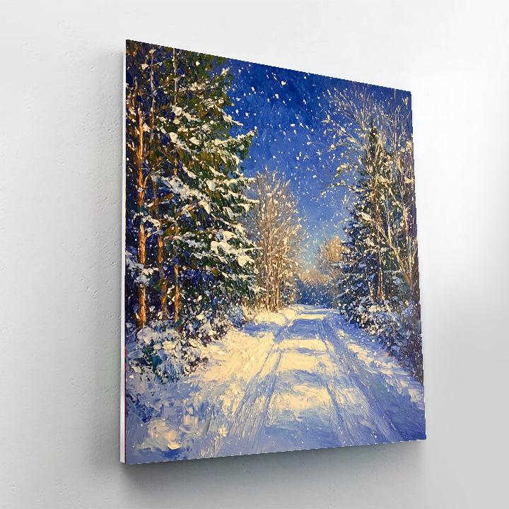 Van Gogh Inspired Snowy Lane paint by numbers