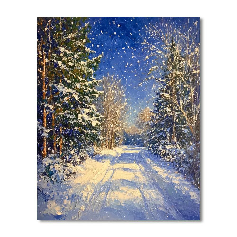 Van Gogh Inspired Snowy Lane paint by numbers