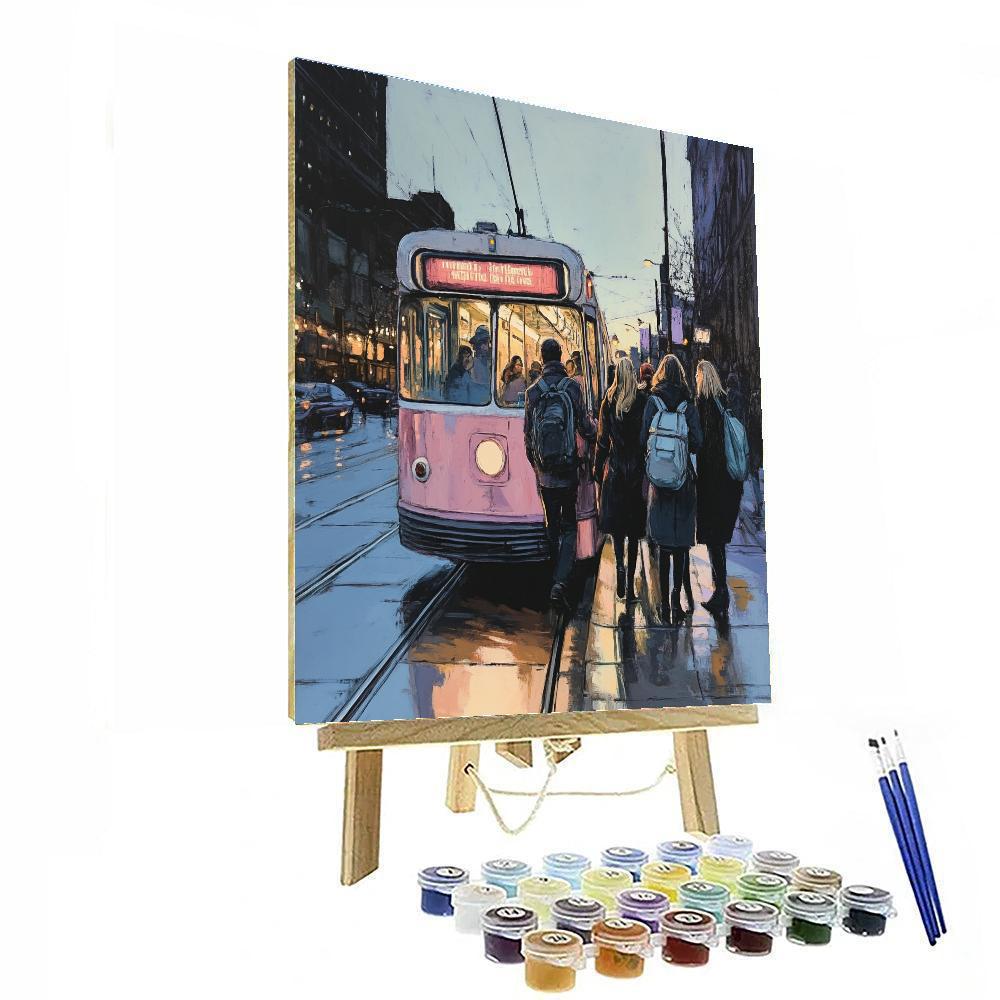 Degas Inspired Streetcar At Dusk paint by numbers