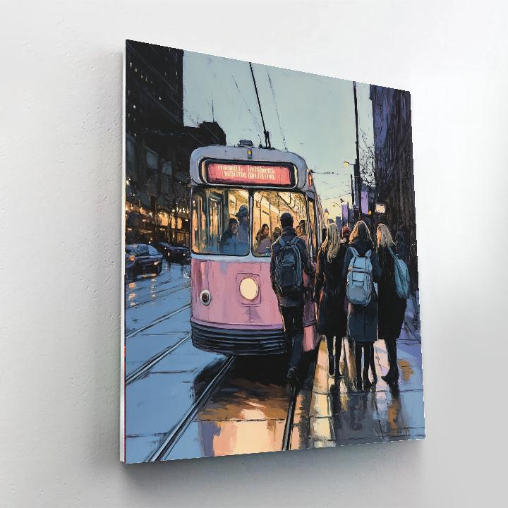 Degas Inspired Streetcar At Dusk paint by numbers