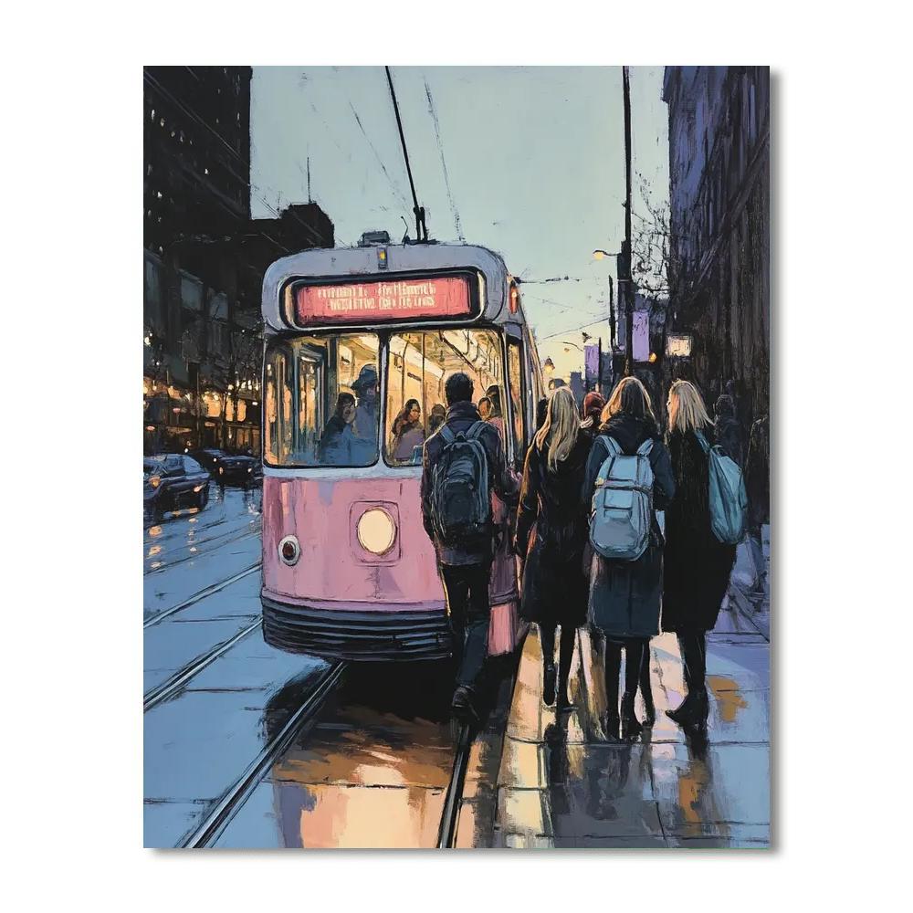Degas Inspired Streetcar At Dusk paint by numbers
