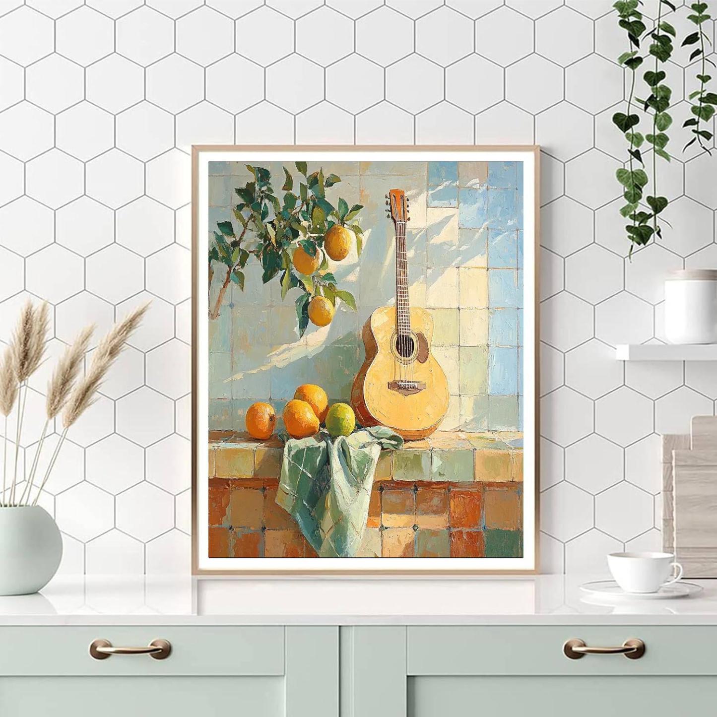 Cezanne Inspired Still Life With Guitar DIY paint by numbers