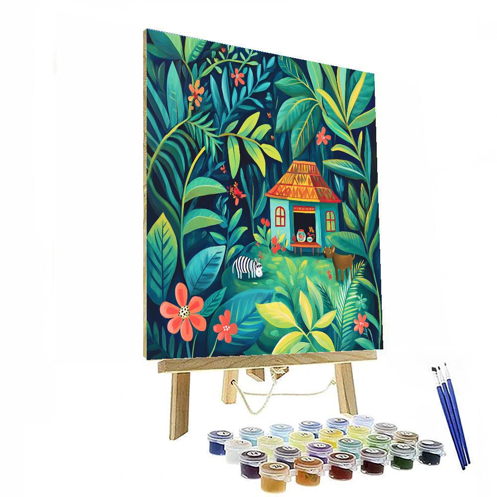Henri Rousseau Inspired Jungle Tea House painting number kit