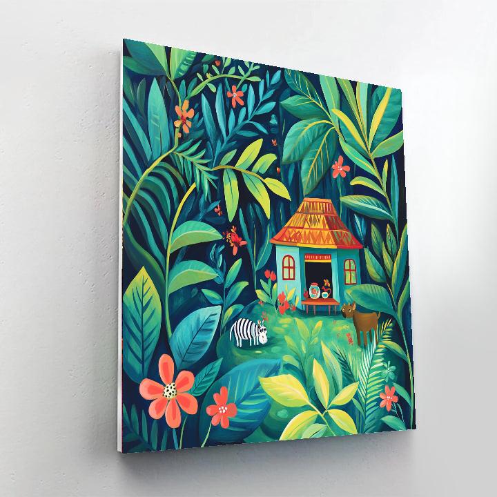 Henri Rousseau Inspired Jungle Tea House painting number kit