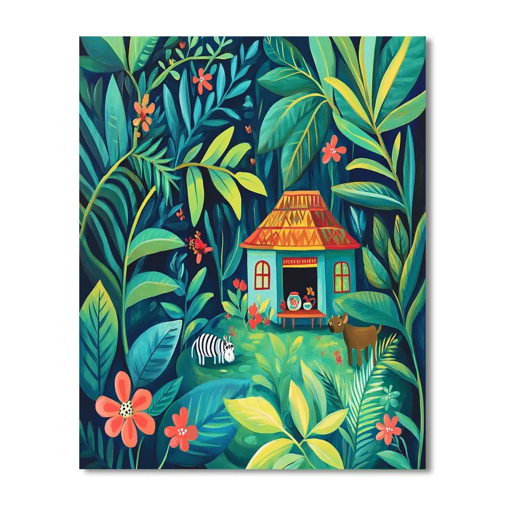 Henri Rousseau Inspired Jungle Tea House painting number kit