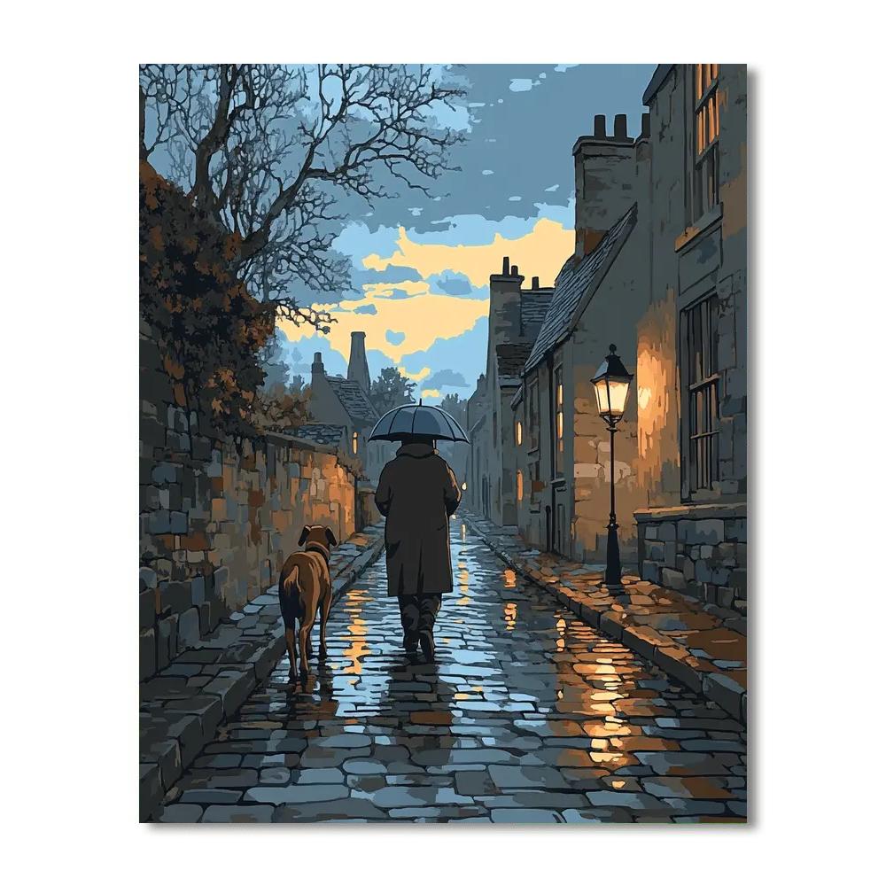 Grumpy Rainy Walk Numbered painting kits