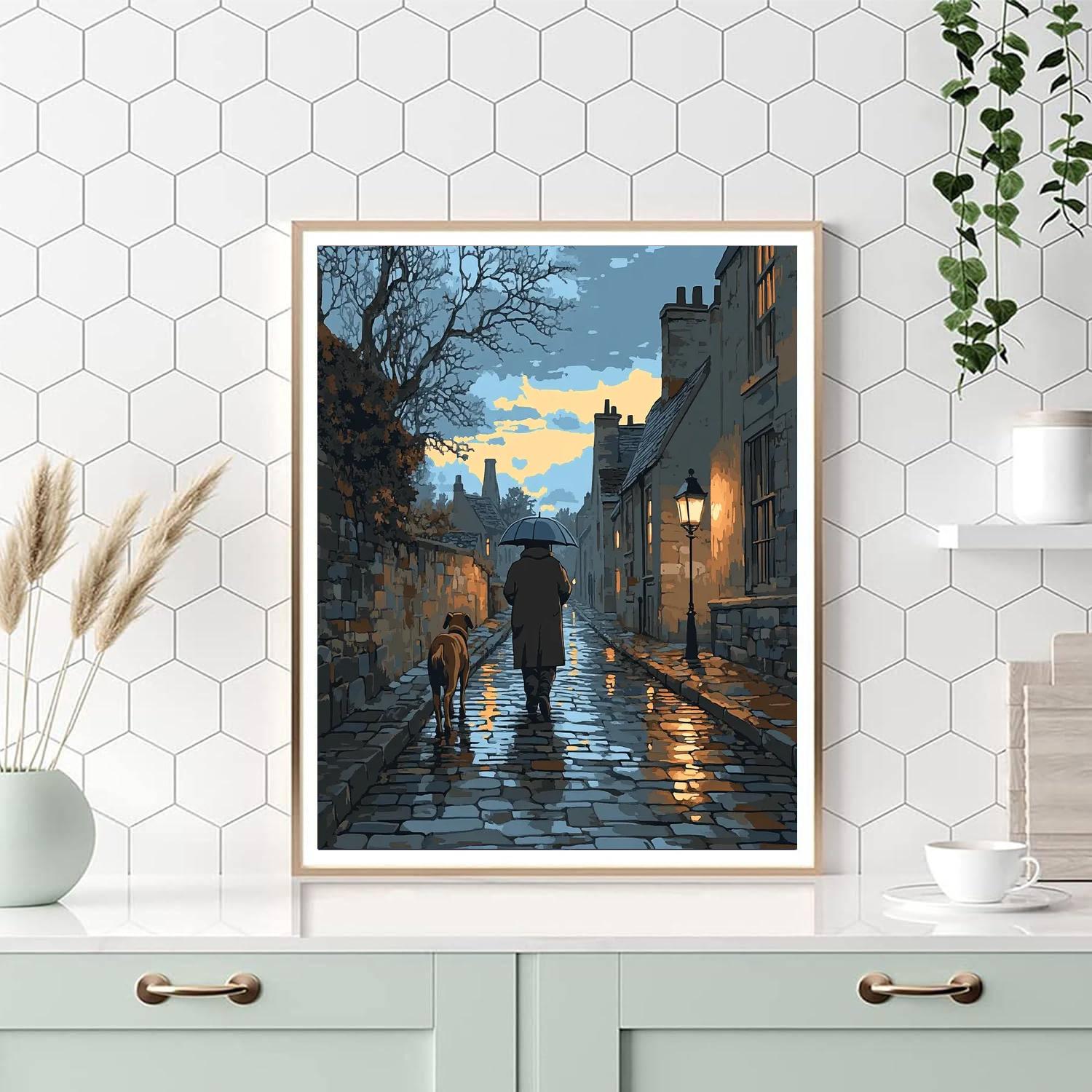 Grumpy Rainy Walk Numbered painting kits