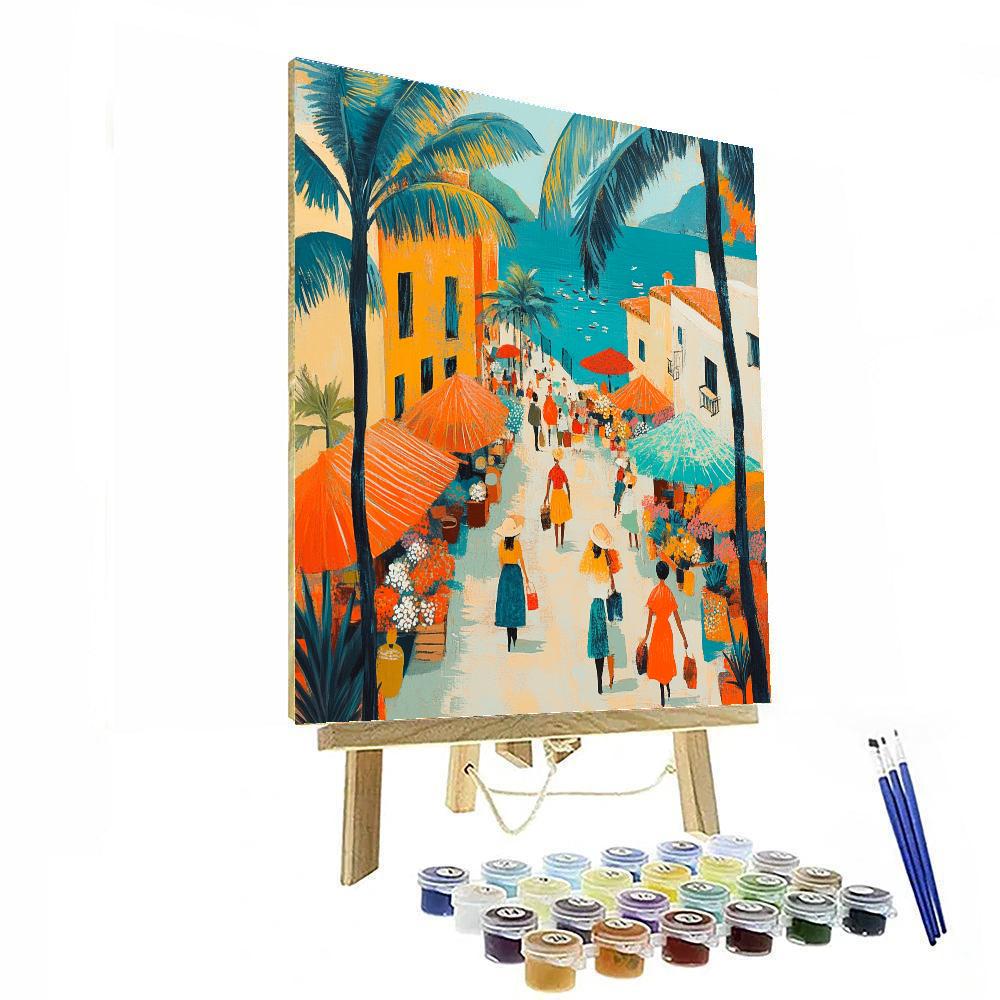 Gauguin Inspired Market By The Sea paint by numbers