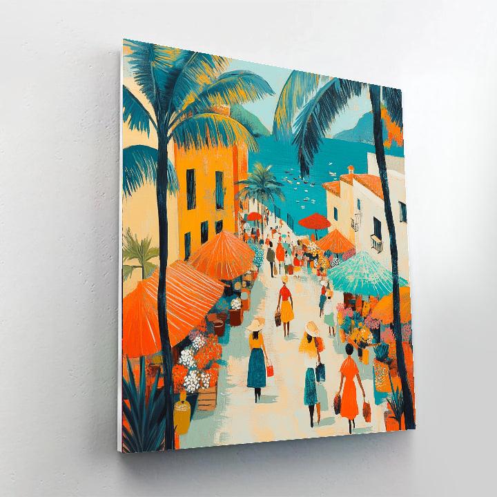 Gauguin Inspired Market By The Sea paint by numbers