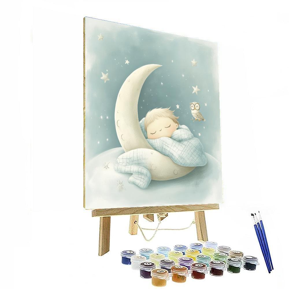 Sleepy Moon Nap painting number kit