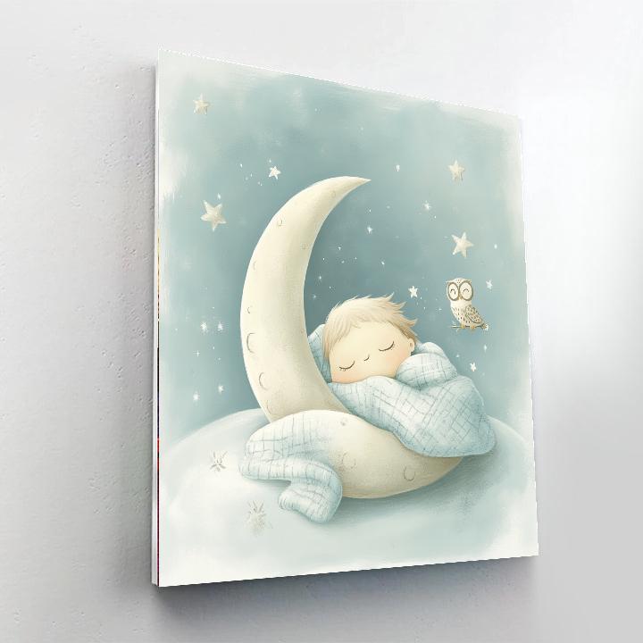 Sleepy Moon Nap painting number kit