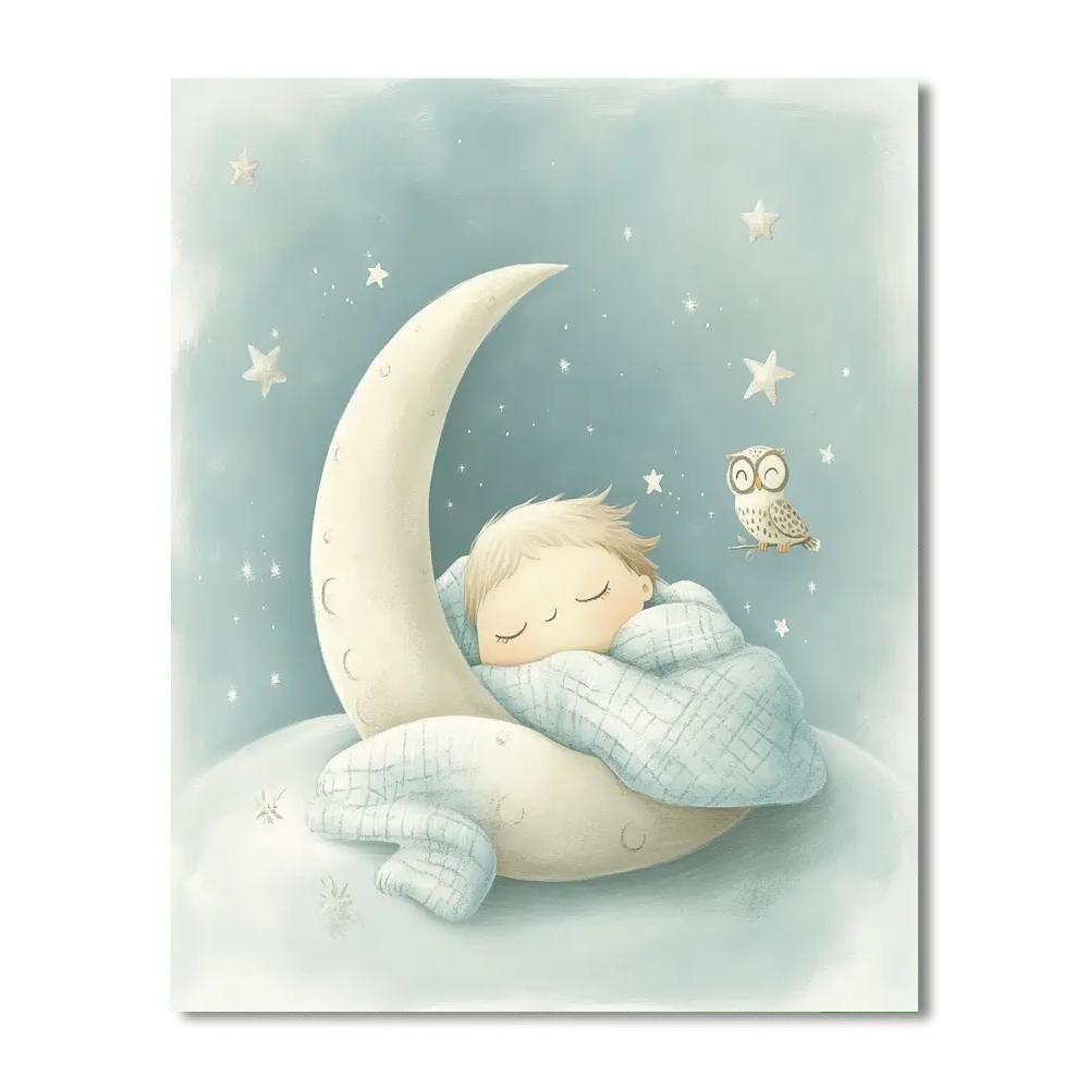 Sleepy Moon Nap painting number kit