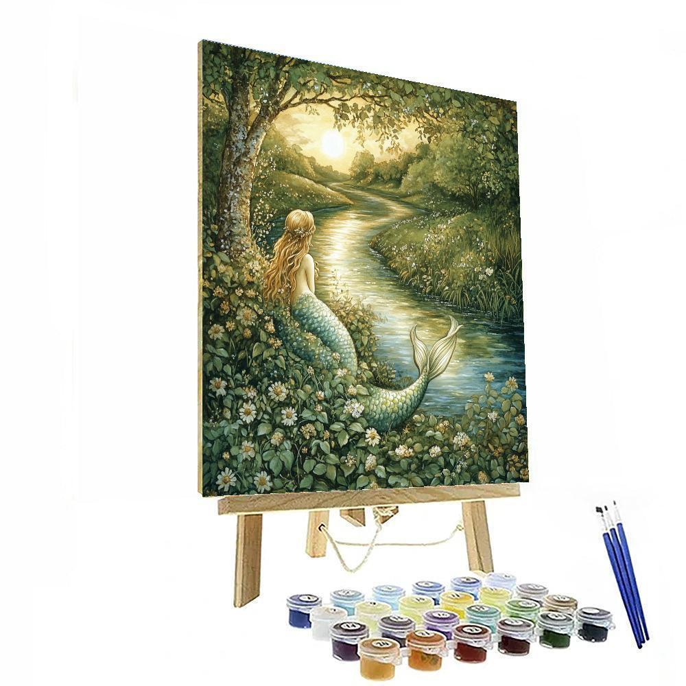 John William Waterhouse Inspired River Mermaid Number painting