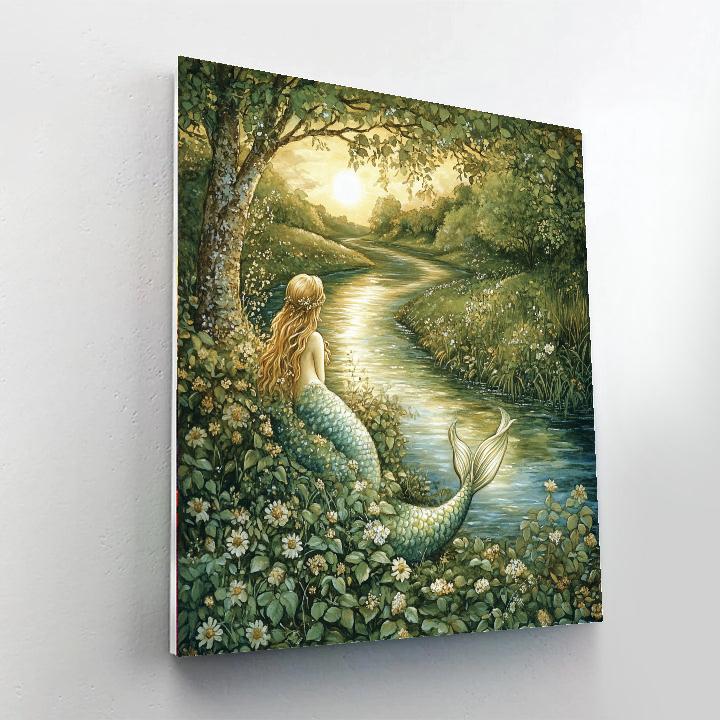 John William Waterhouse Inspired River Mermaid Number painting
