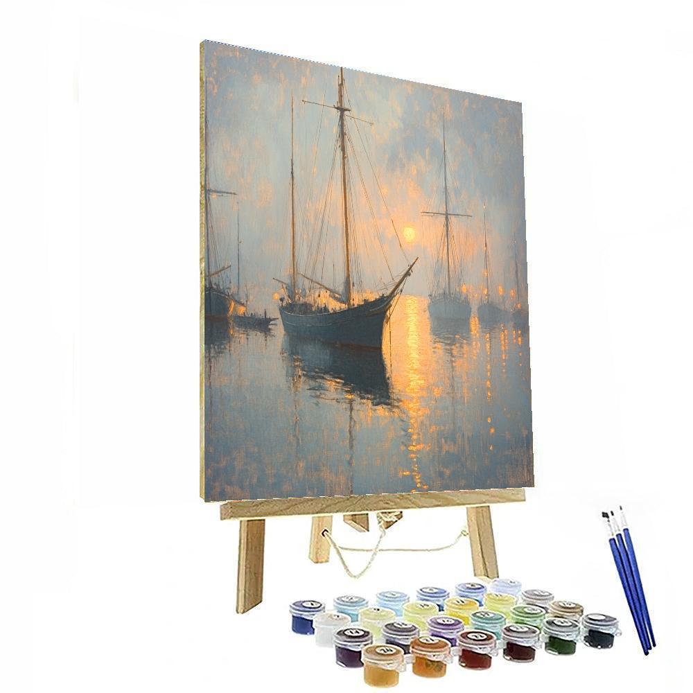 Turner Inspired Misty Channel At Dawn Numbered painting kits