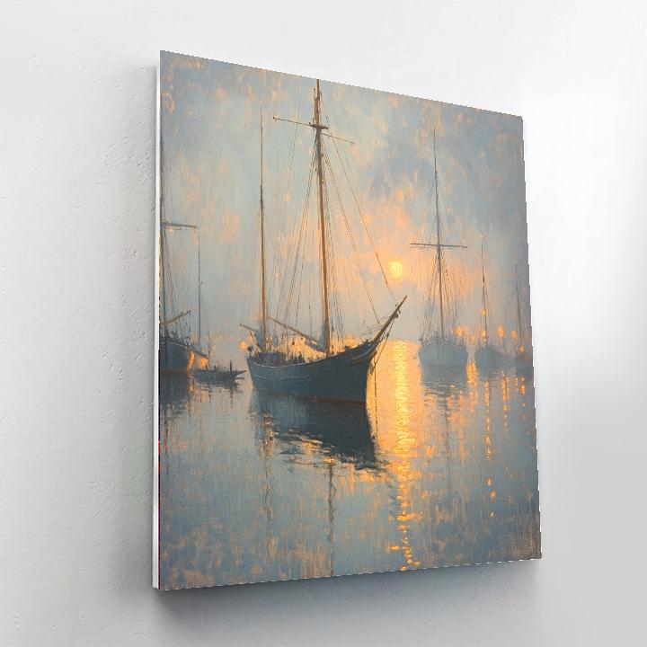 Turner Inspired Misty Channel At Dawn Numbered painting kits