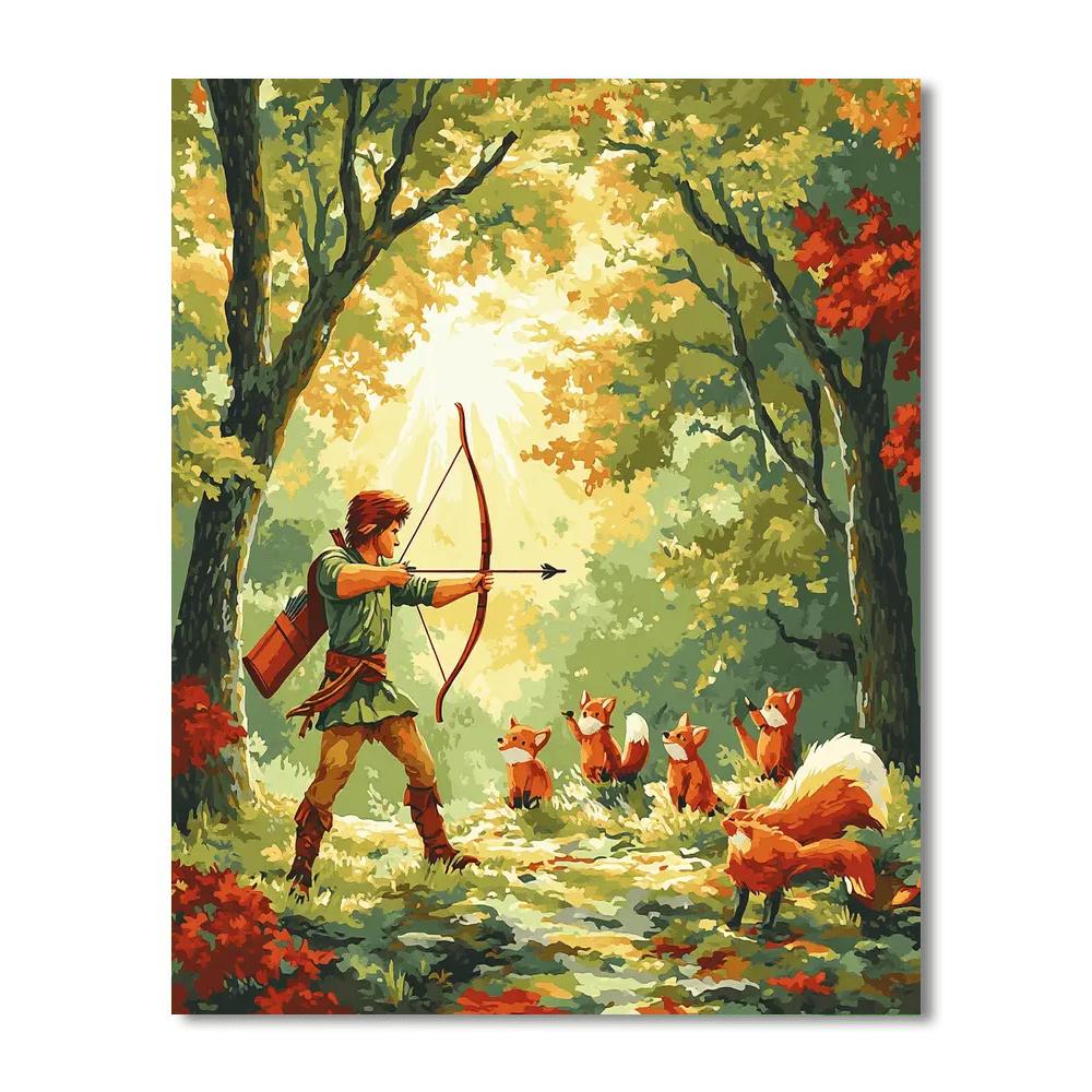 Robin Hood Forest Archery Number painting