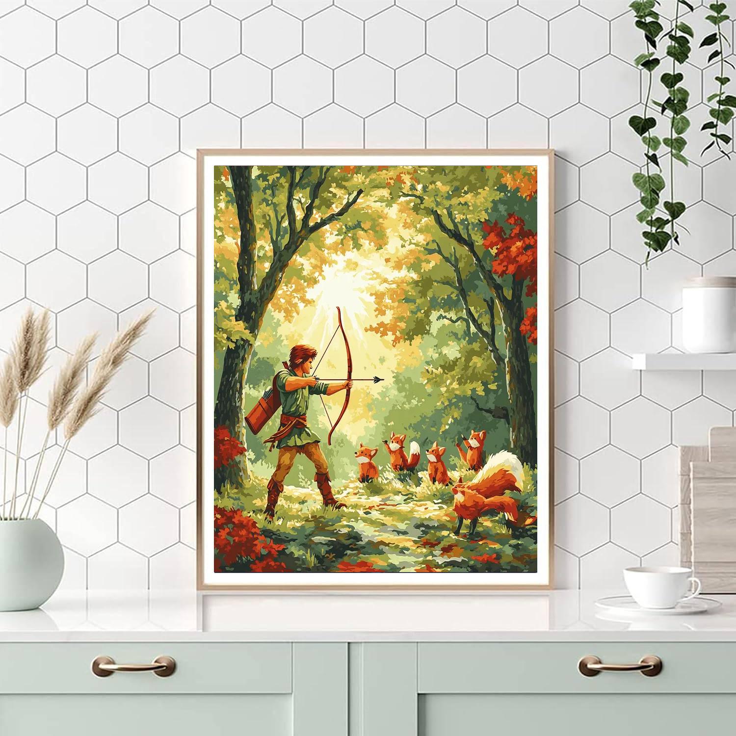 Robin Hood Forest Archery Number painting