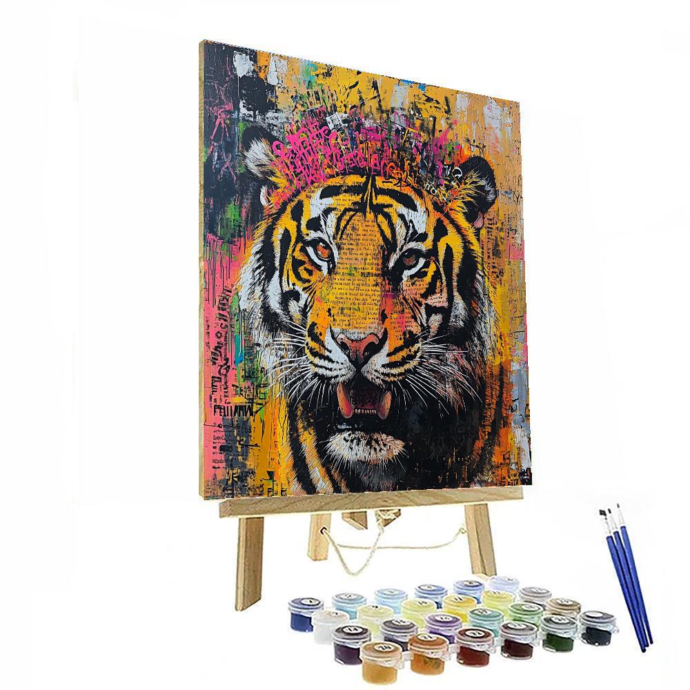 Jean-Michel Basquiat Inspired Neon Tiger painting number kit