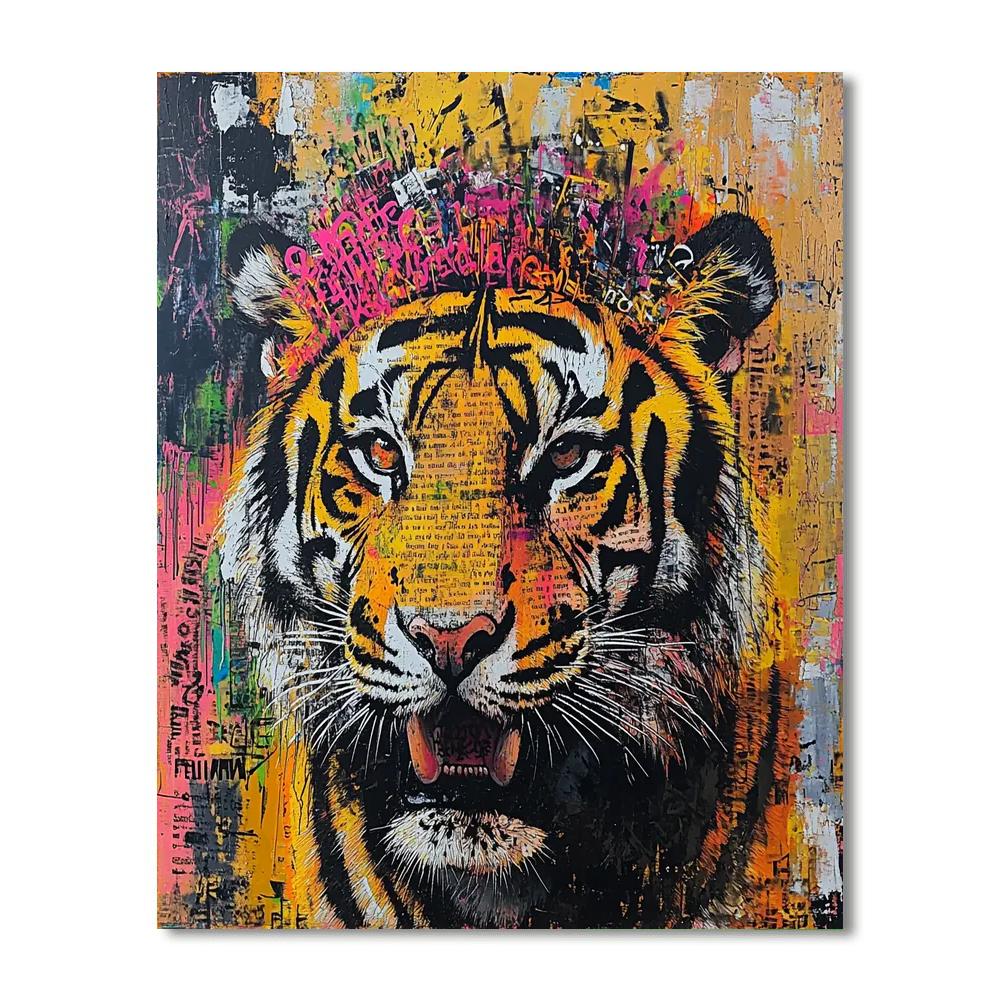 Jean-Michel Basquiat Inspired Neon Tiger painting number kit