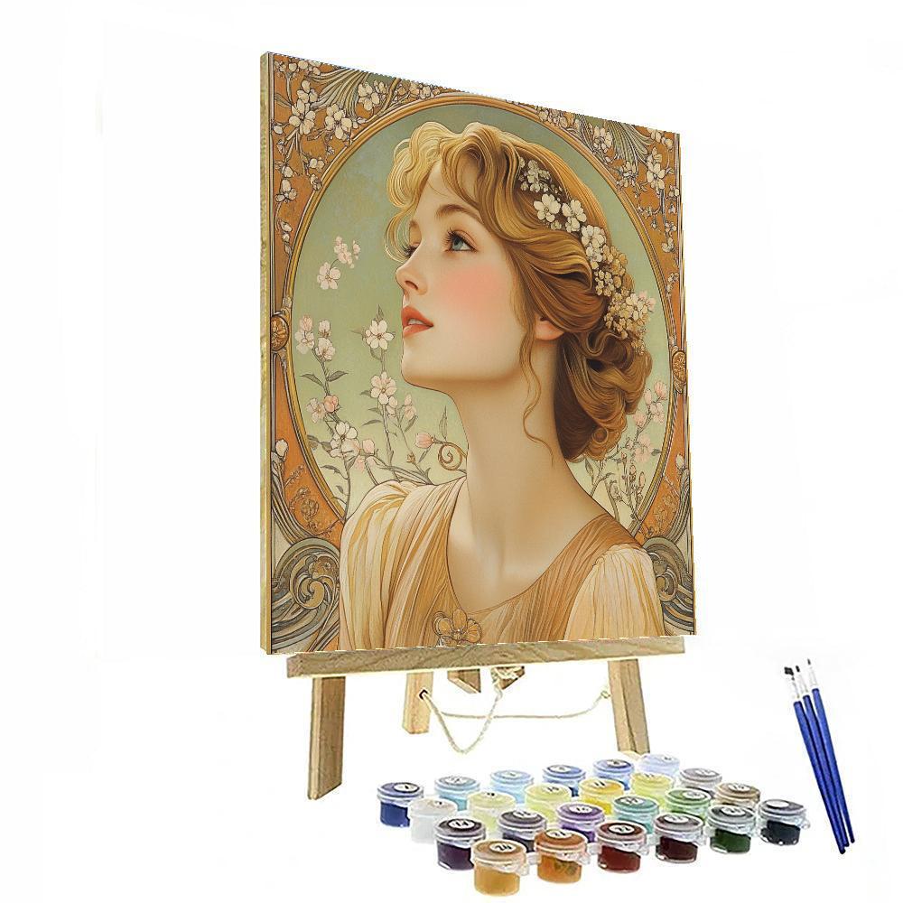 Alphonse Mucha Inspired Perfume Ad Numbered painting kits
