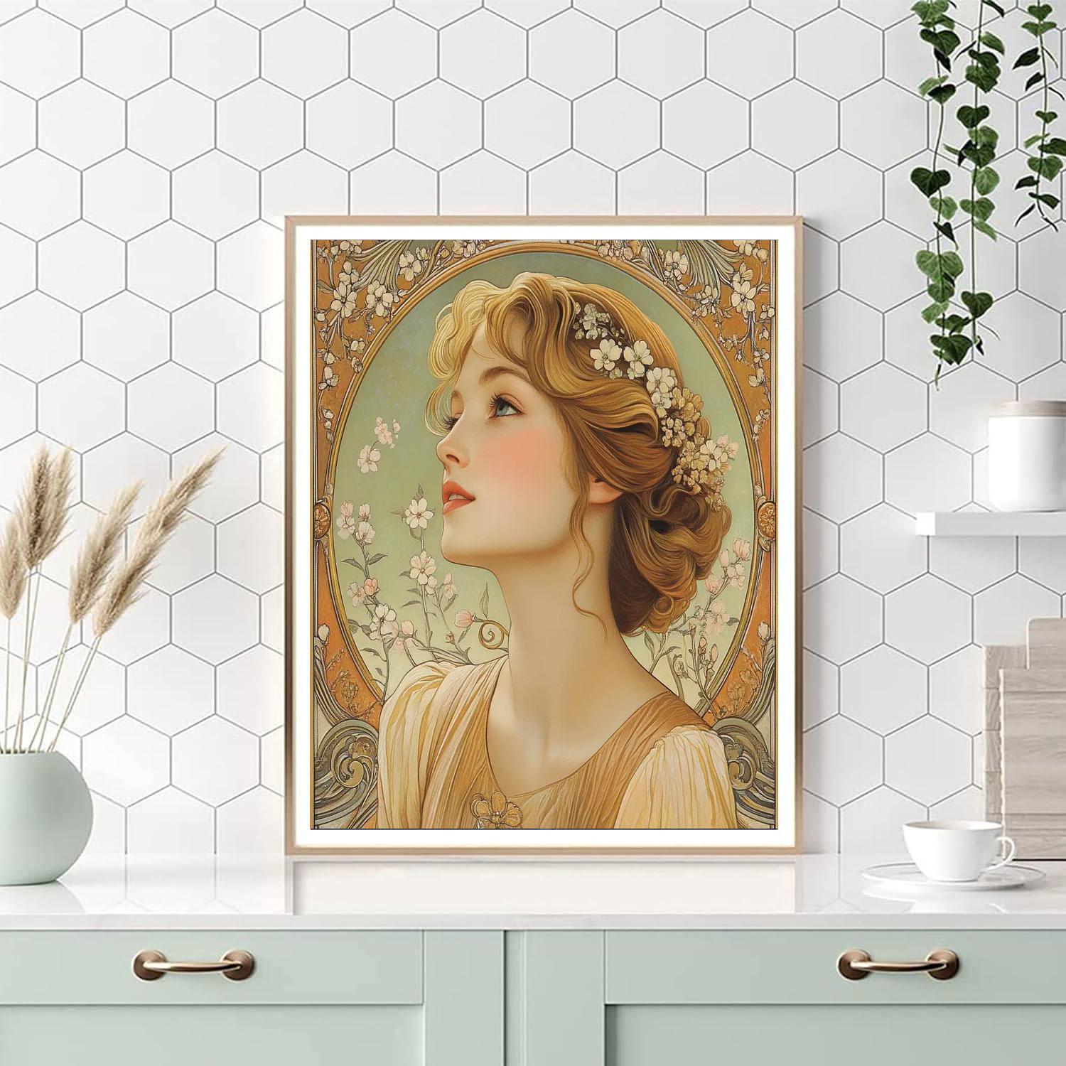 Alphonse Mucha Inspired Perfume Ad Numbered painting kits